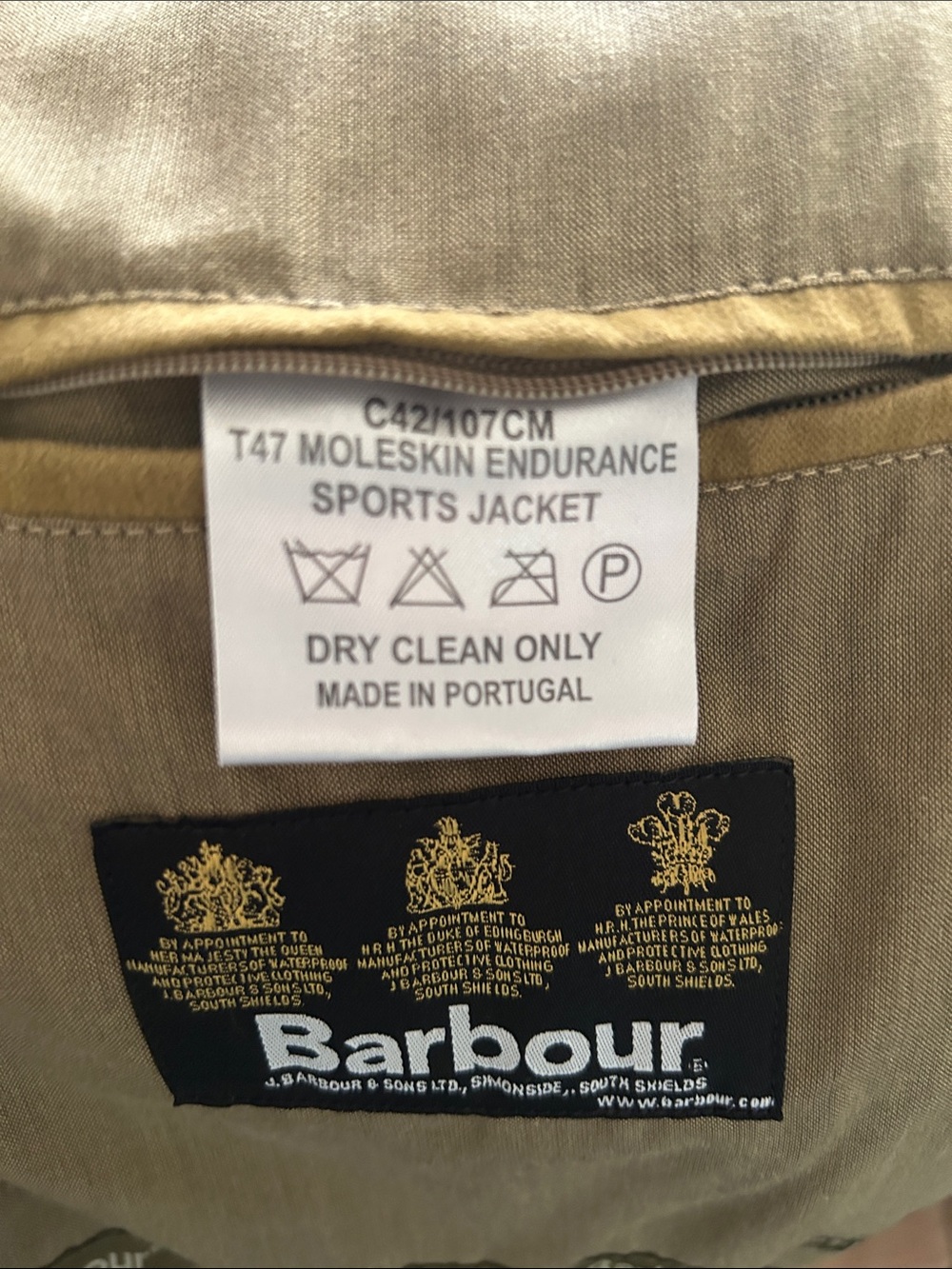 Barbour Men's Moleskin Endurance Tan Cotton Field Coat - Picture 6 of 7